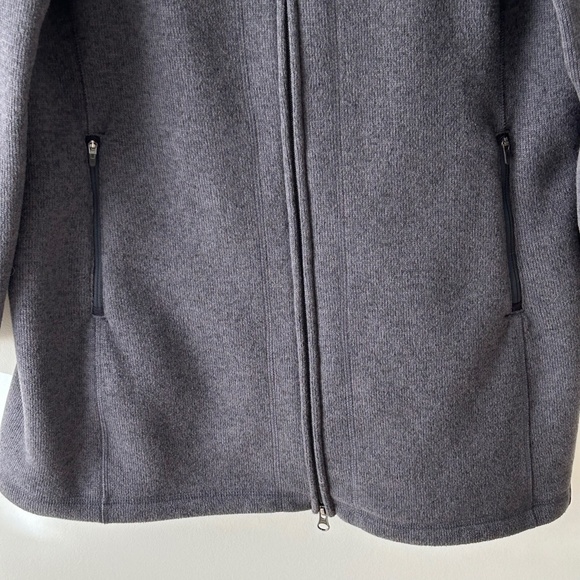 LL Bean Gray Sweater Fleece Hooded Zip Up Coat - Picture 3 of 16